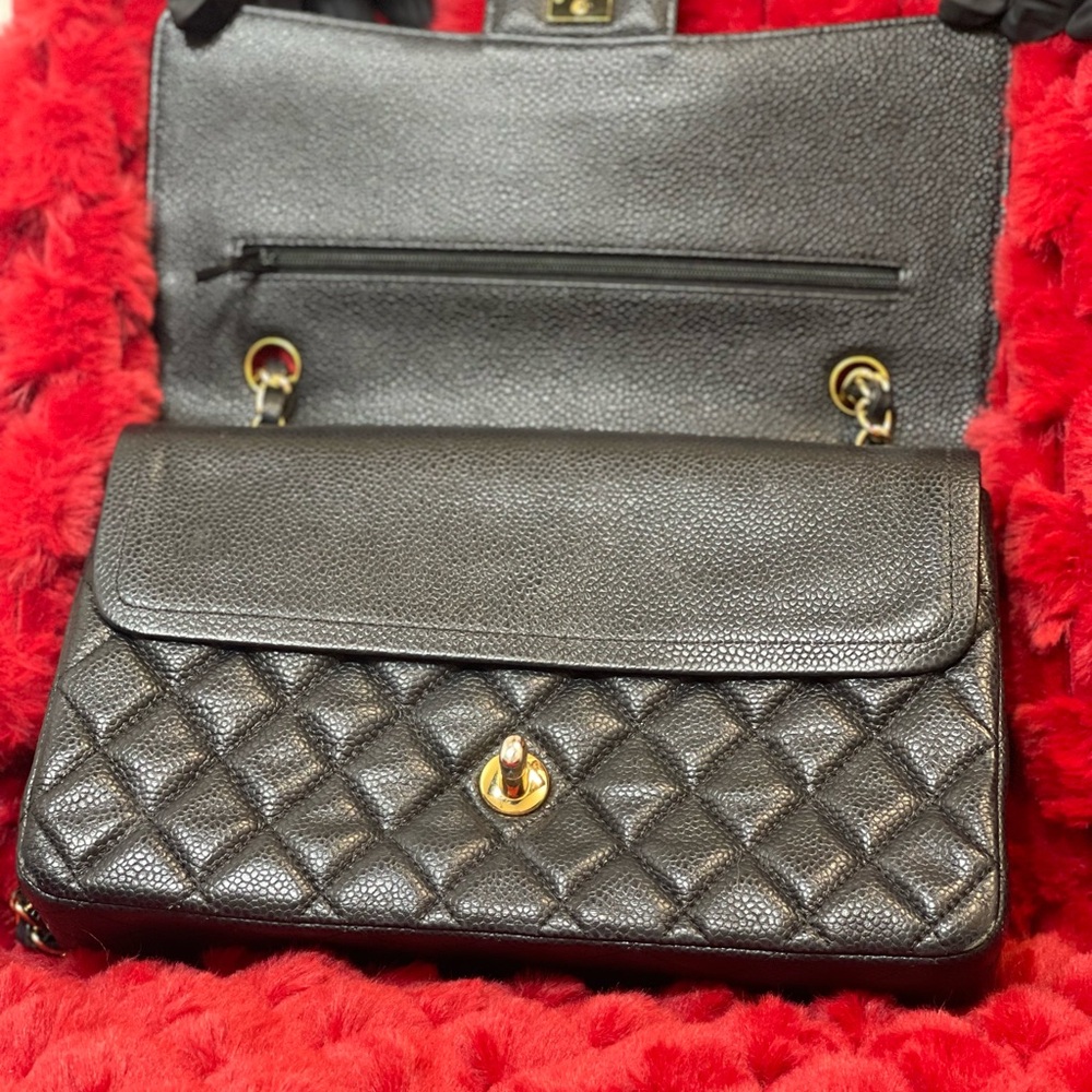 Chanel Black Quilted Caviar Medium Classic Double Flap Bag Gold Hardware, 2017 - Picture 13 of 14